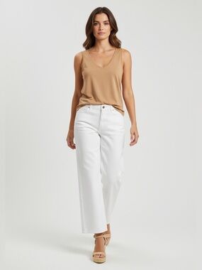 Coldwater Creek Off White Natural Fit Cropped Denim Jeans Women’s Size 14 NWT